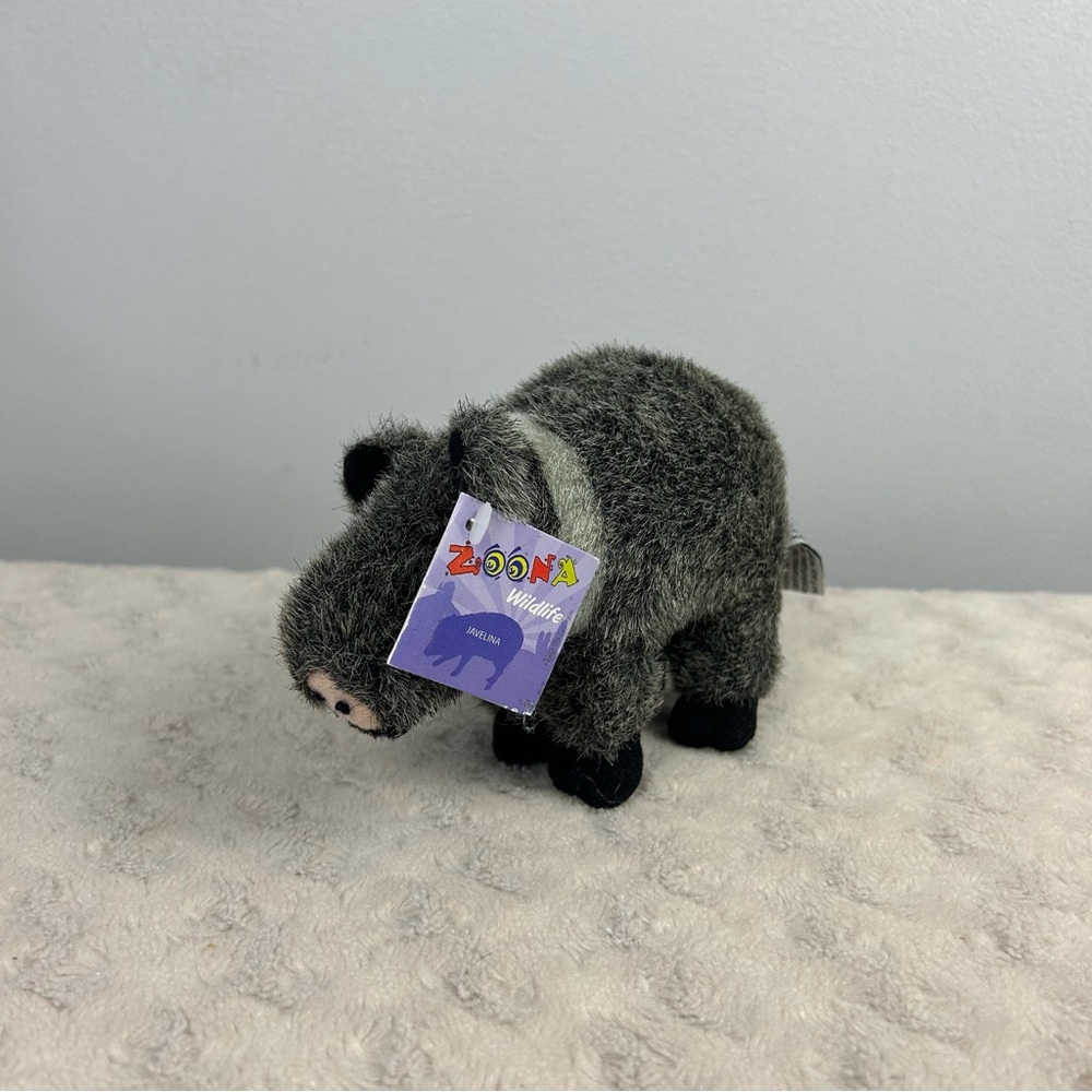 Zoona Javelina Plush Stuffed Animal Toy Gray Black 2010 The RGU Group 6"